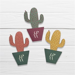 Kit 3 Calamiche in legno Cactus "Saguaro"